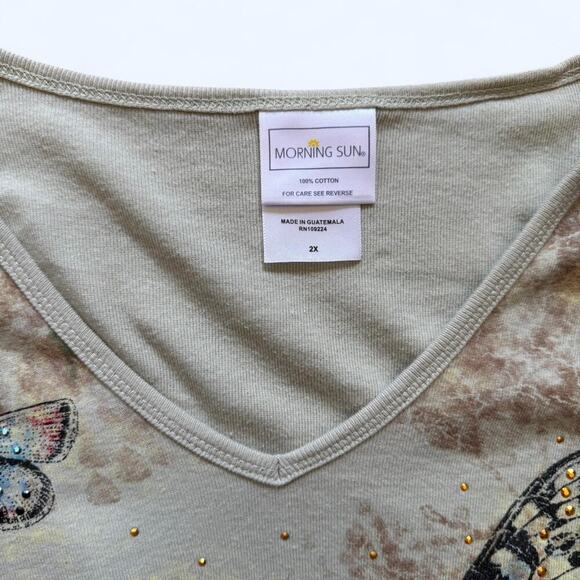 Y2K Fairycore Morning Sun Butterfly Top 2X – Beaded Naturecore Boho Blouse - Picture 6 of 8